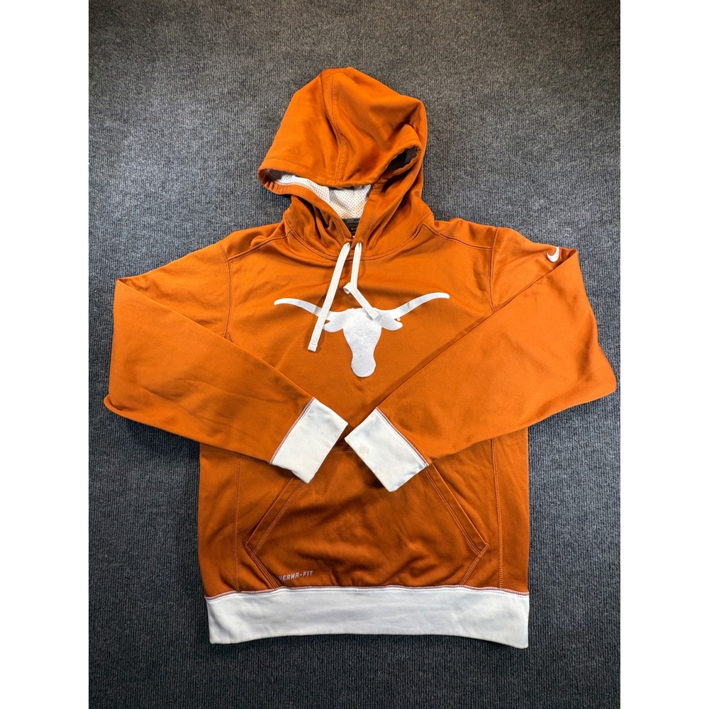 Nike Texas Longhorns Therma-FIT Hoodie Burnt Orange White Mens Small RN56323